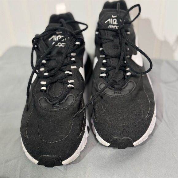 Nike Air Max 270 React Black White Sneakers Women’s 6.5 Running Shoes Active - Picture 4 of 9